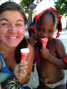 I get to give Biyence her first ice cream cone & laugh with her cousins and neighbors as we all share